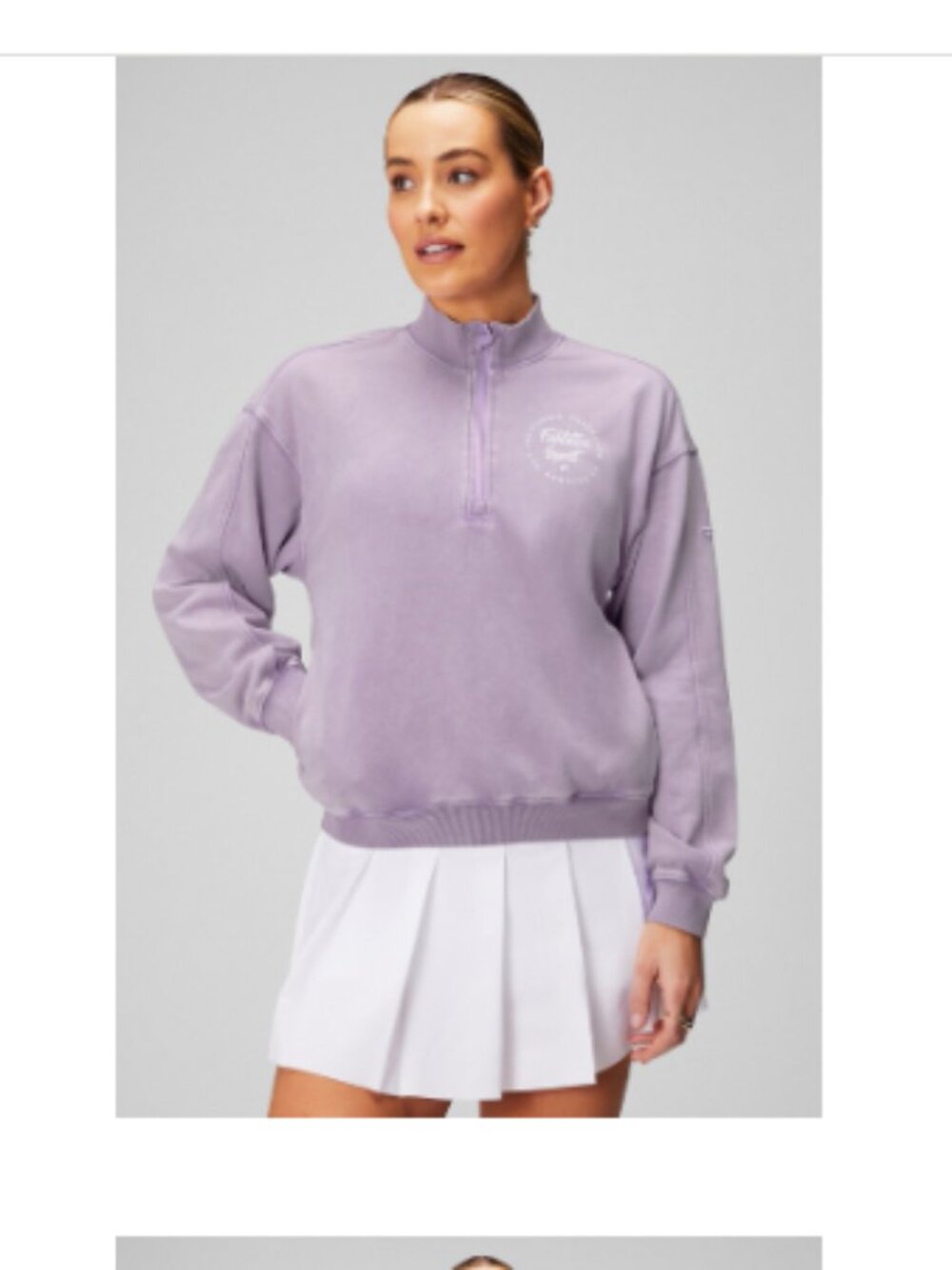 Fabletics Lavender Lightweight Terry Half Zip Sweatshirt Size M